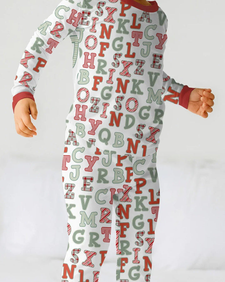 Alphabet Of Christmas Two Piece Long Sleeve Pajama Set - Zumbamboo