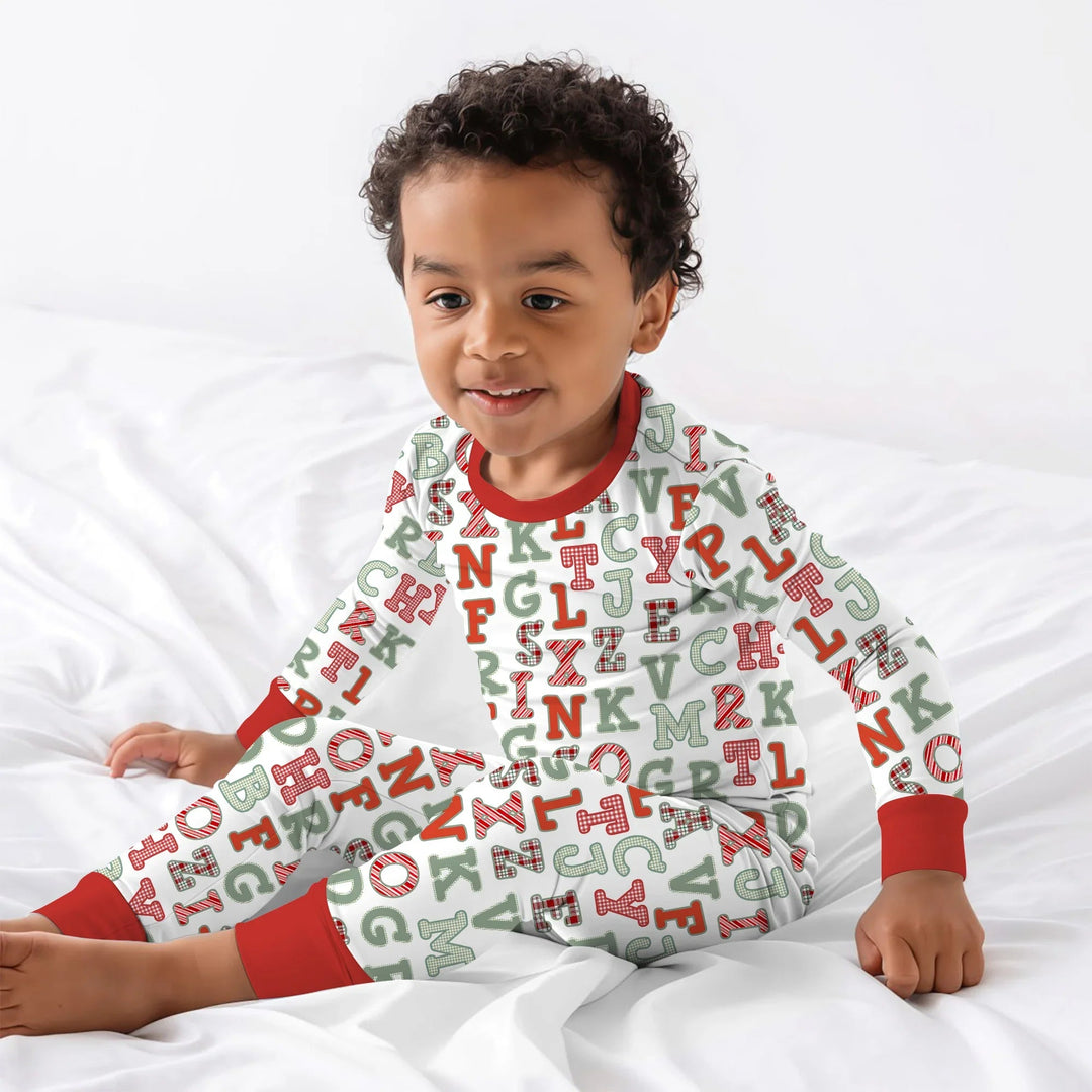 Alphabet Of Christmas Two Piece Long Sleeve Pajama Set - Zumbamboo
