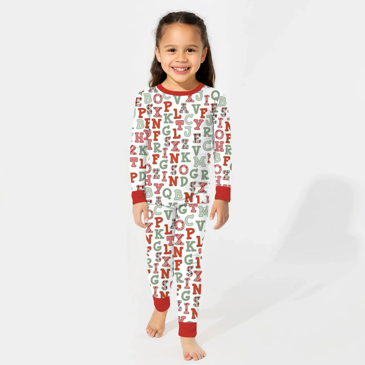 Alphabet Of Christmas Two Piece Long Sleeve Pajama Set - Zumbamboo