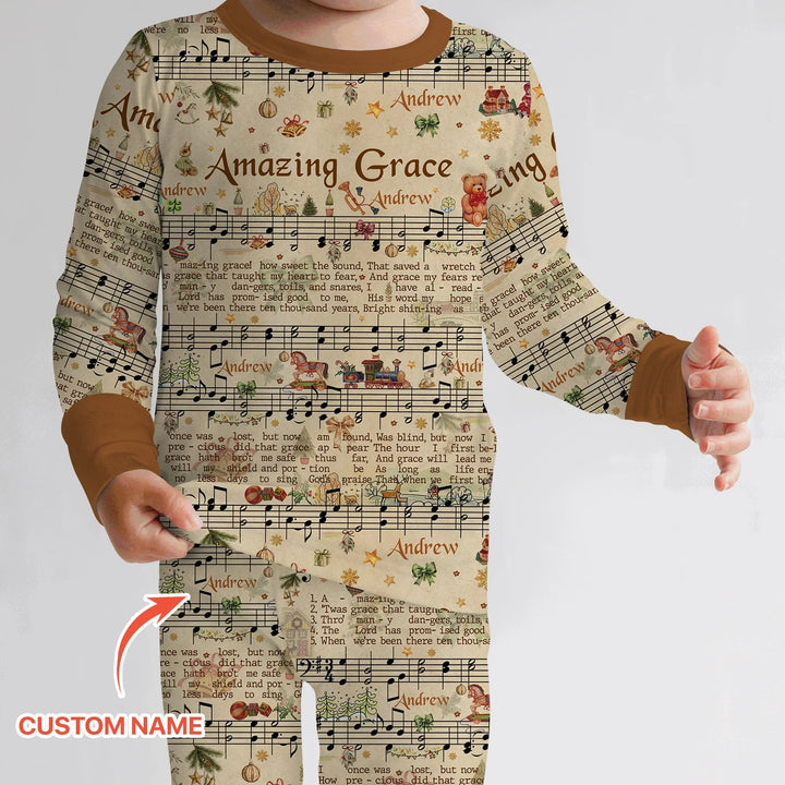 Amazing Grace Custom Name Two Piece Long Sleeve Pajama Set - Zumbamboo