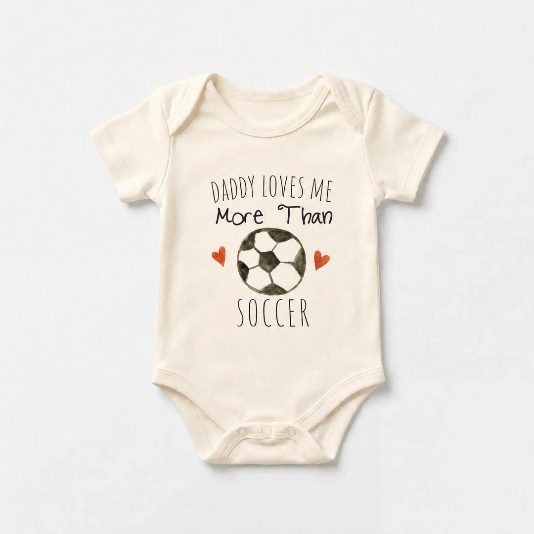 Daddy Loves Me More Than Soccer Baby Bamboo Bodysuit