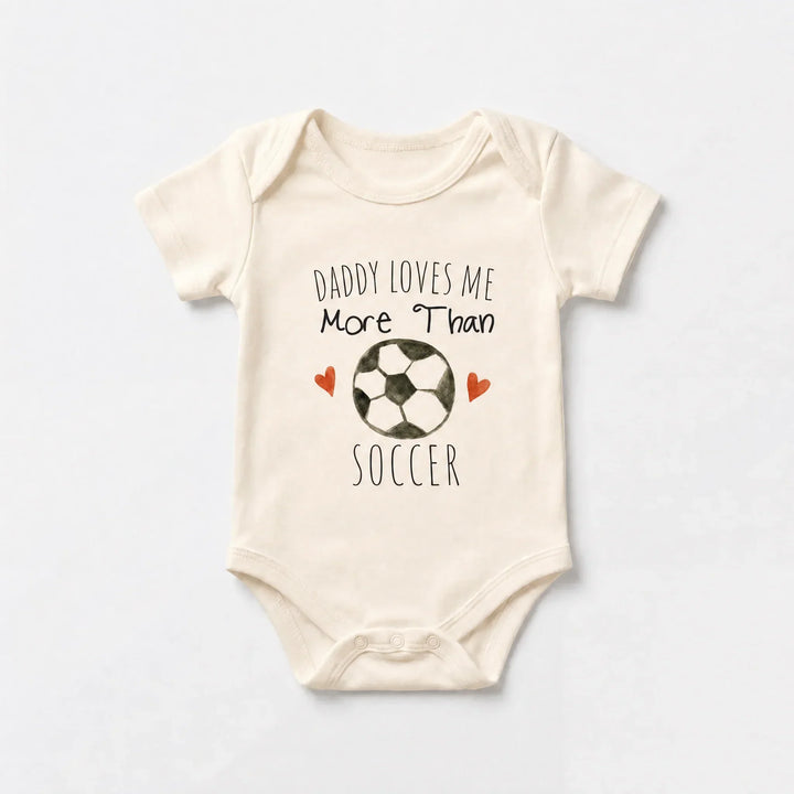 Daddy Loves Me More Than Soccer Baby Bamboo Bodysuit