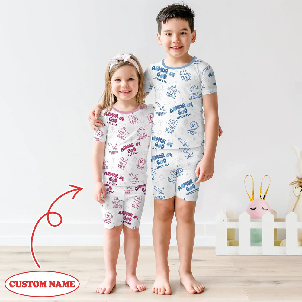 Armor of God Two Piece Short Sleeve Shorts Pajama Set - Zumbamboo