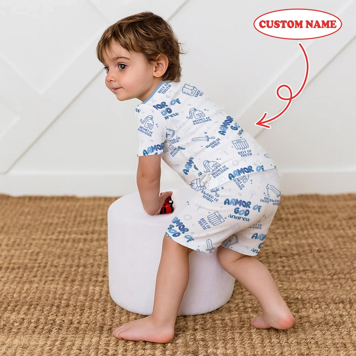 Armor of God Two Piece Short Sleeve Shorts Pajama Set - Zumbamboo