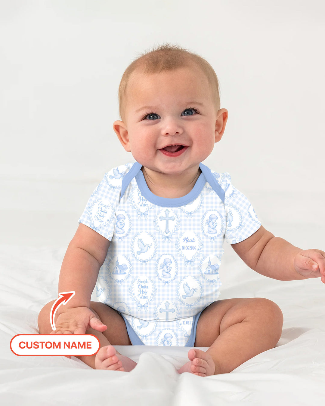 Custom Name Baptism Straight Outta Holy Water Bamboo Bodysuit
