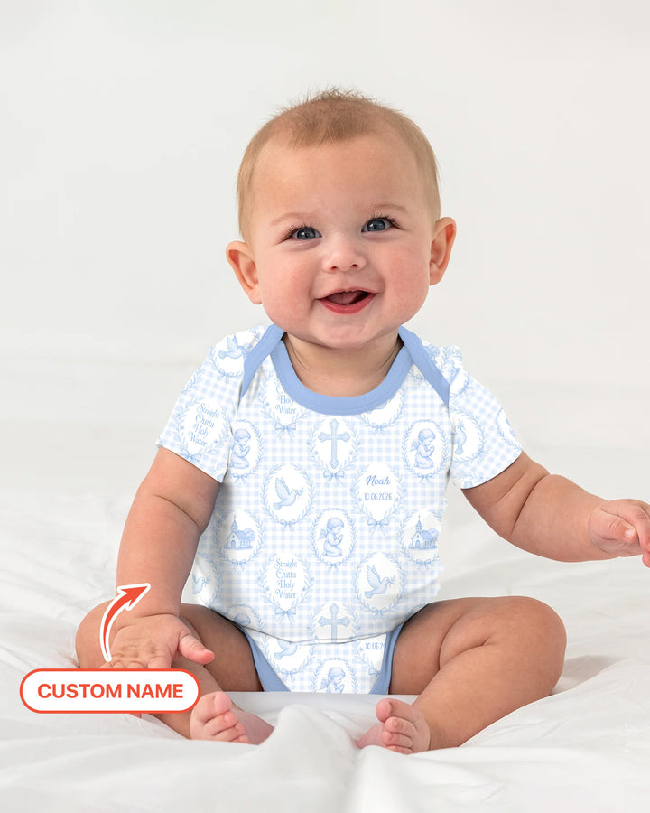 Custom Name Baptism Straight Outta Holy Water Bamboo Bodysuit