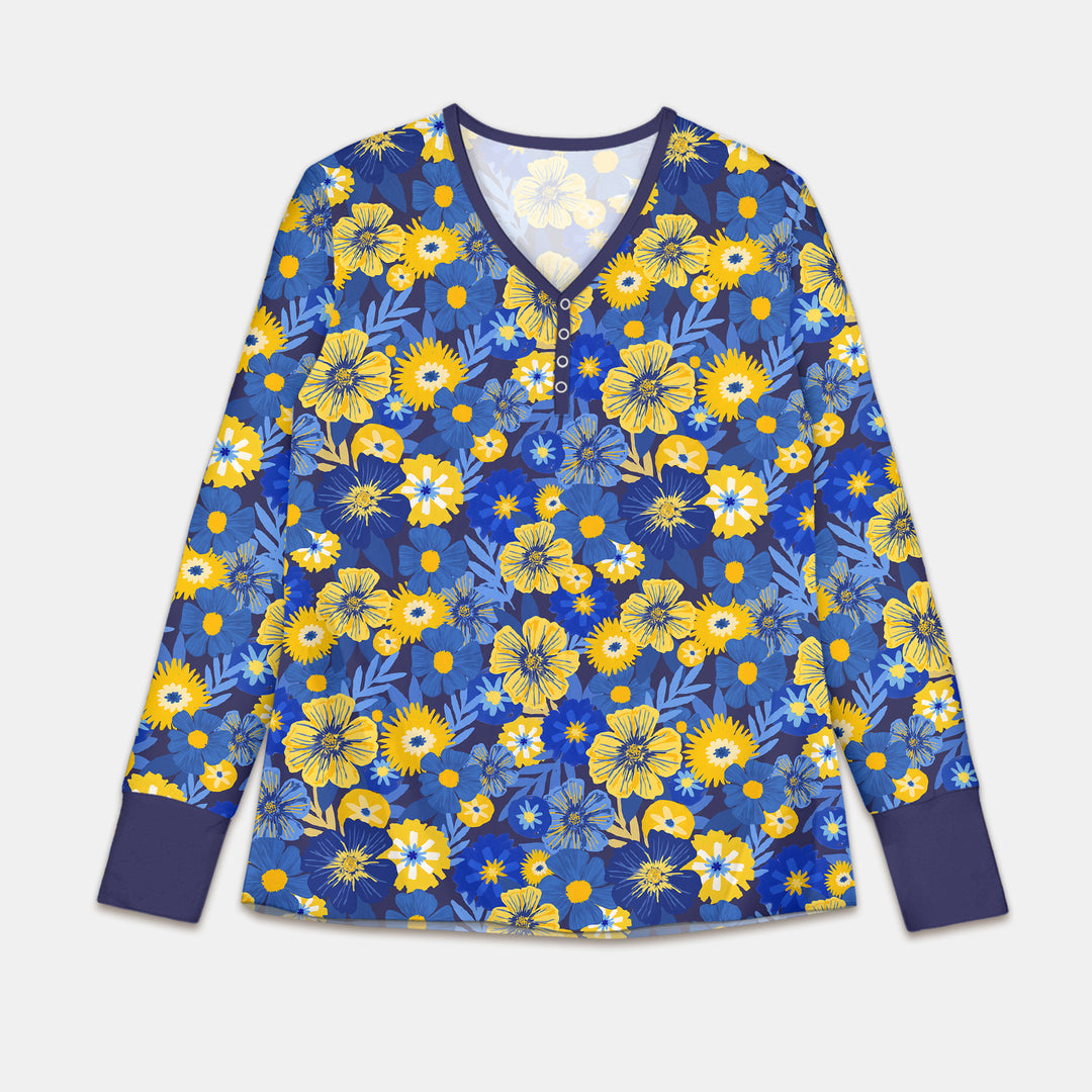 Hanukkah Little Flowers Women Pajama Set , Hanukkah Little Flowers Women Pajama Set - Only Shirt / S