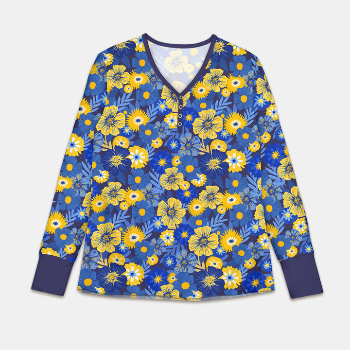Hanukkah Little Flowers Women Pajama Set , Hanukkah Little Flowers Women Pajama Set - Only Shirt / S