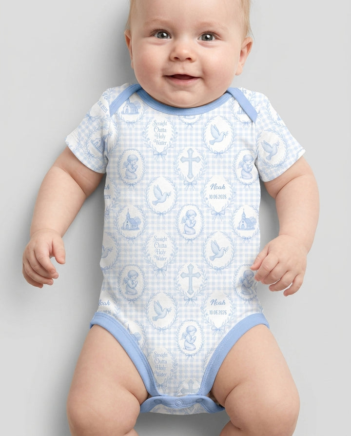 Custom Name Baptism Straight Outta Holy Water Bamboo Bodysuit