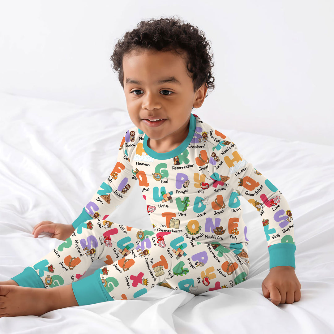 Biblical Alphabet Two Piece Long Sleeve Pajama Set