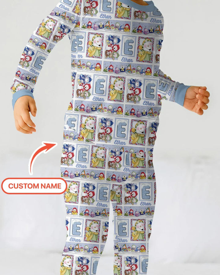 Zweiteiliges Langarm-Pyjama-Set mit Sommerfrüchten