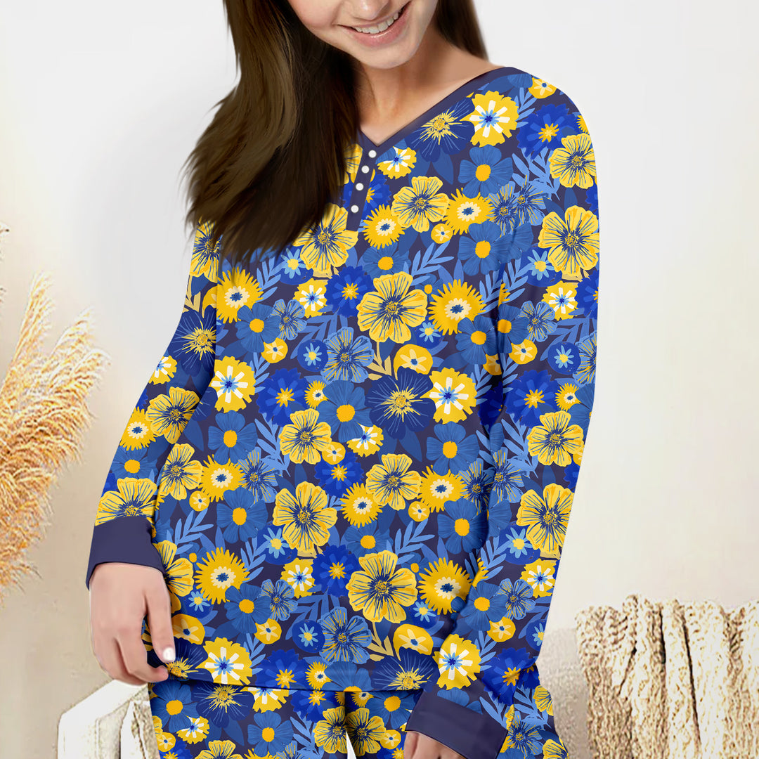Hanukkah Little Flowers Women Pajama Set , Hanukkah Little Flowers Women Pajama Set - Only Shirt / S