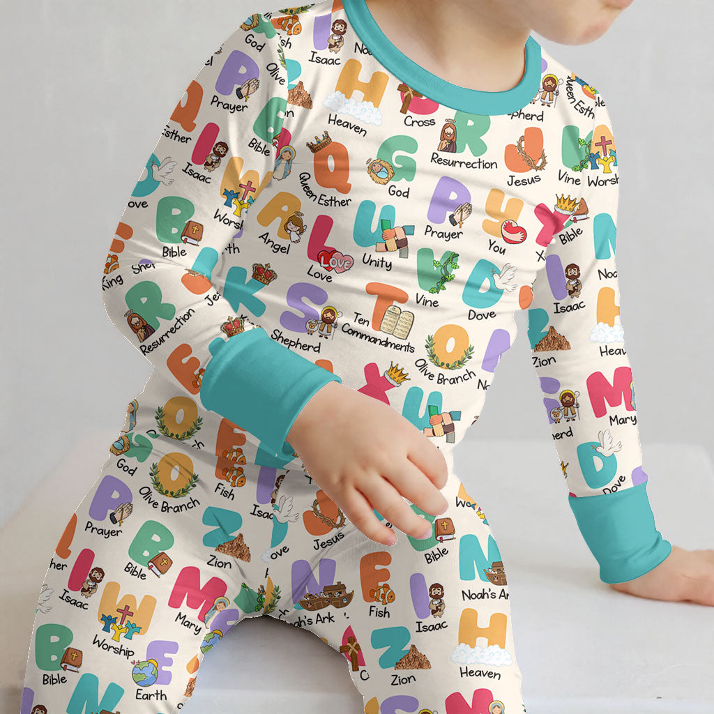Biblical Alphabet Two Piece Long Sleeve Pajama Set