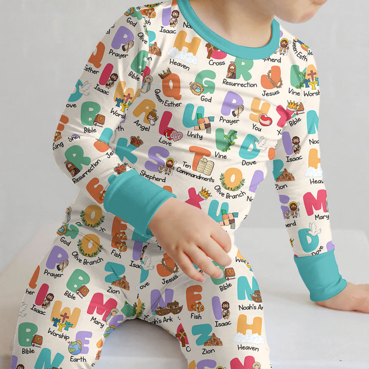 Biblical Alphabet Two Piece Long Sleeve Pajama Set