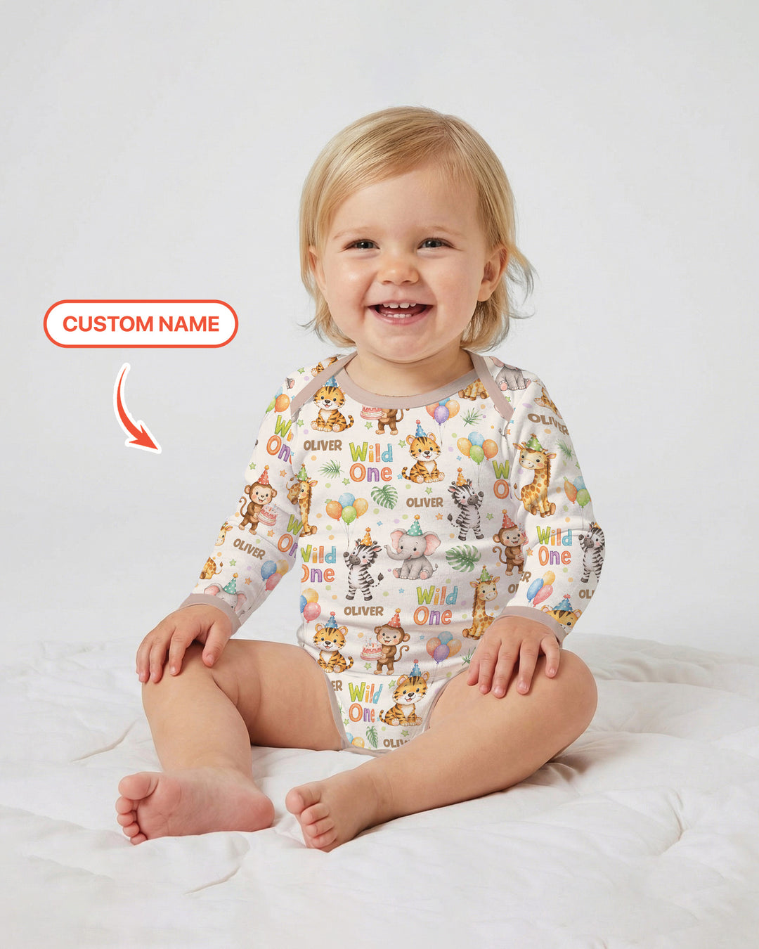Custom Name 1st Birthday Wild One Bamboo Bodysuit