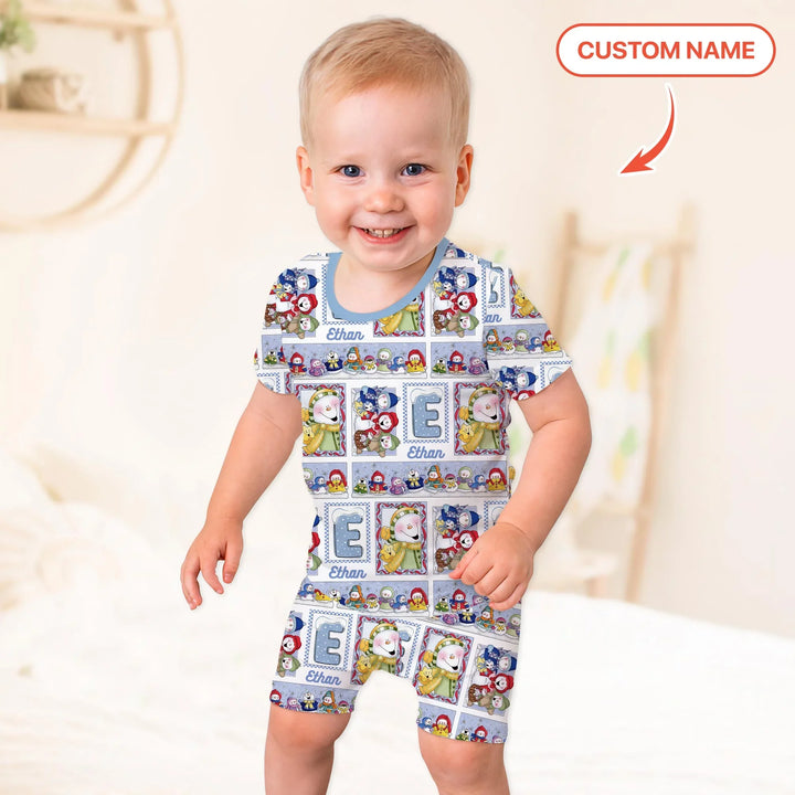 Zweiteiliges Pyjama-Set mit kurzen Ärmeln und Shorts im Sommer-Design