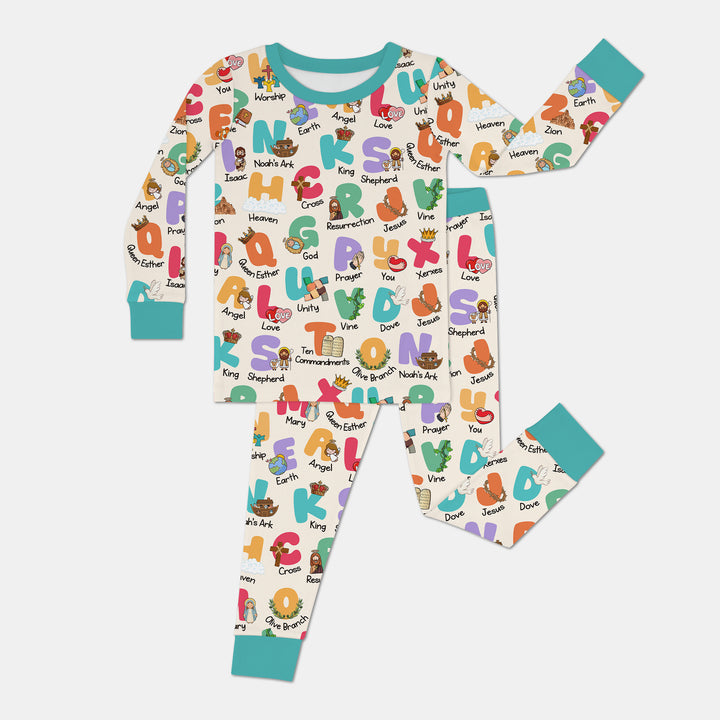 Biblical Alphabet Two Piece Long Sleeve Pajama Set