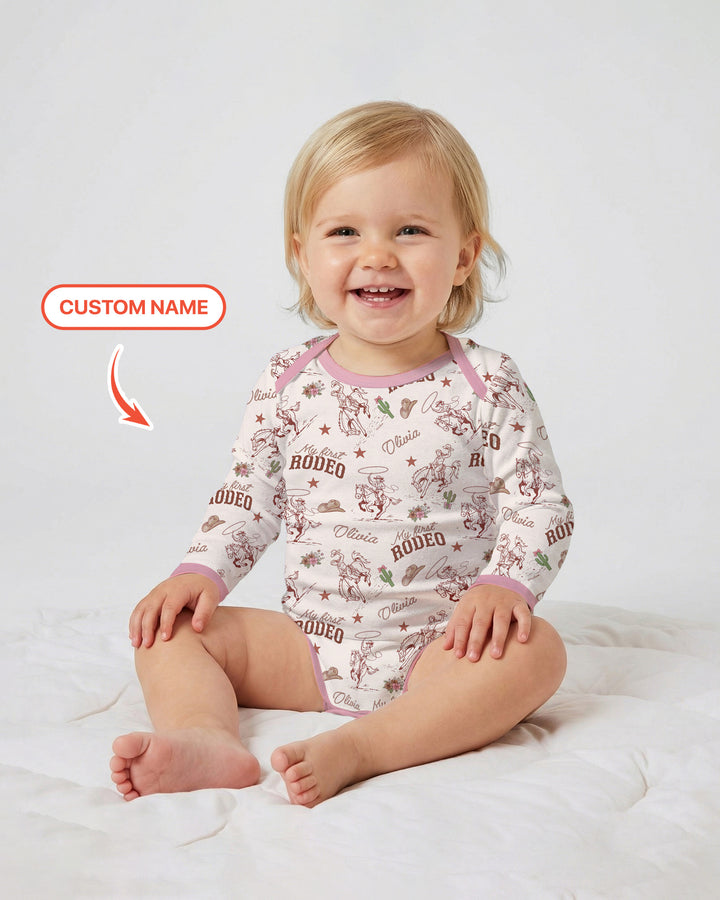 Custom Name First Rodeo Family Matching Bamboo Bodysuit