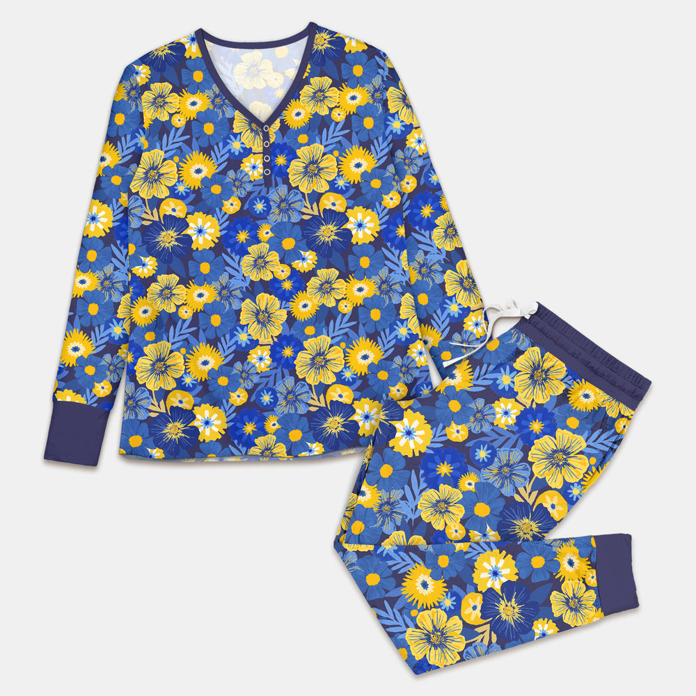 Hanukkah Little Flowers Women Pajama Set , Hanukkah Little Flowers Women Pajama Set - Only Shirt / S