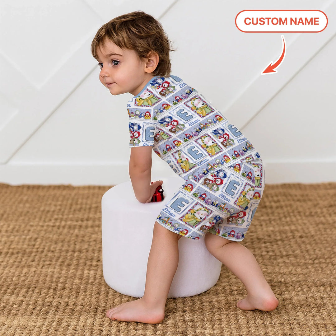 Zweiteiliges Pyjama-Set mit kurzen Ärmeln und Shorts im Sommer-Design