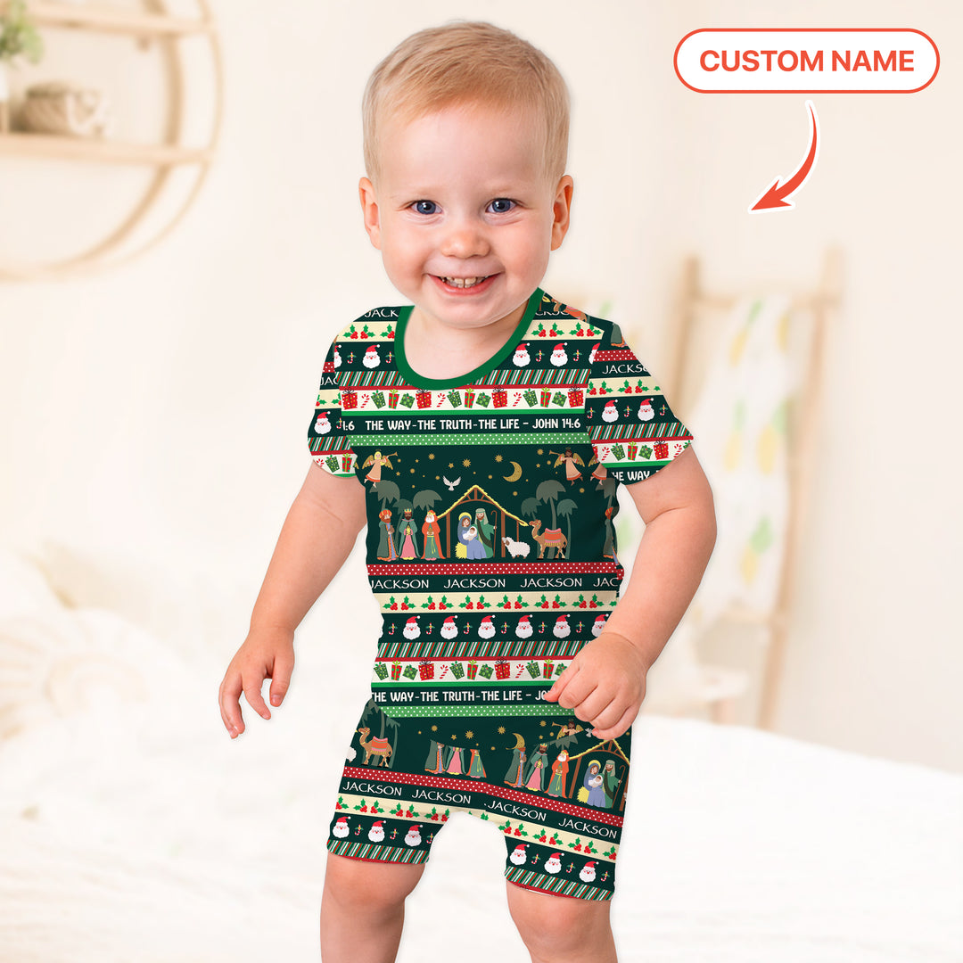 Zweiteiliges Pyjama-Set mit kurzen Ärmeln und Shorts im Sommer-Design