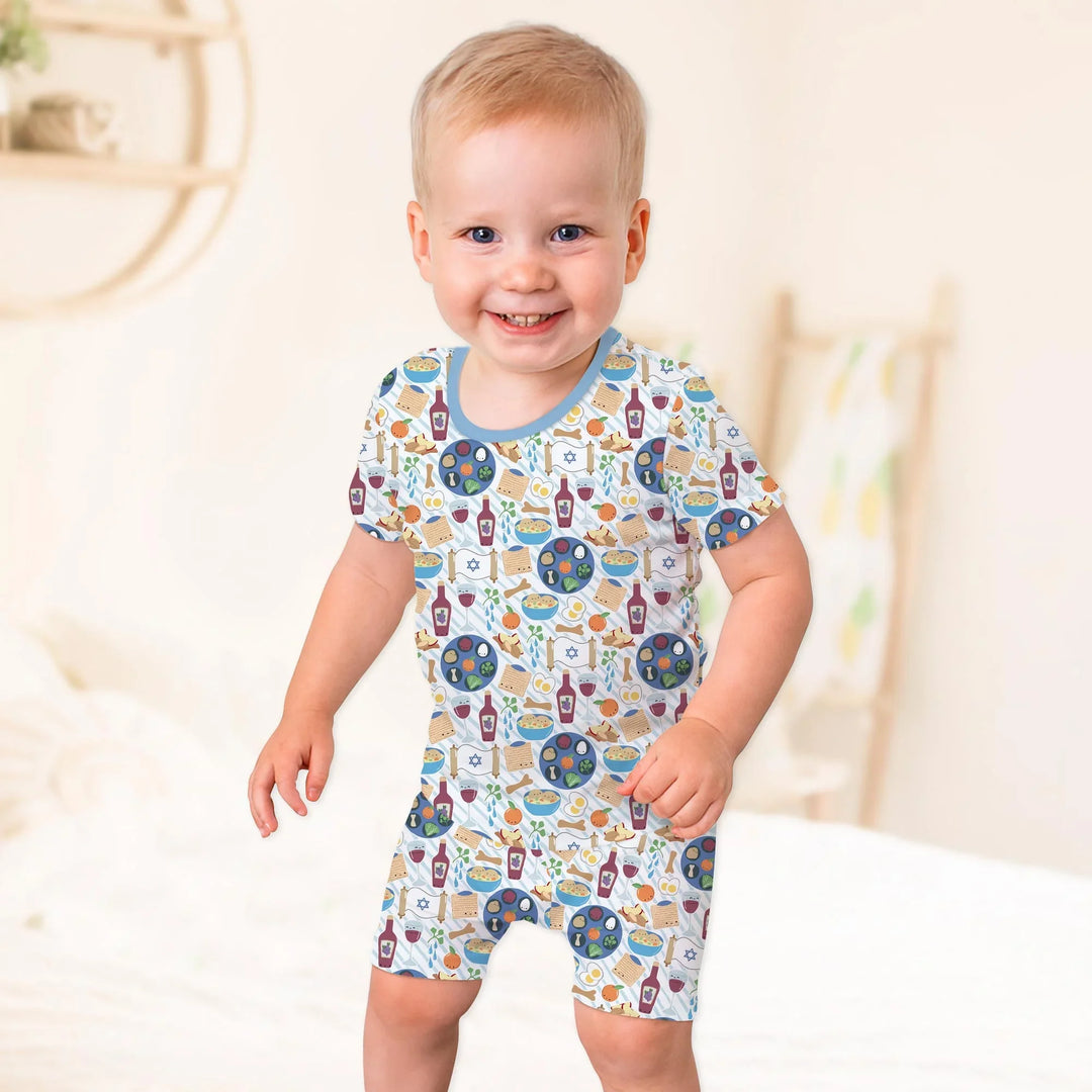 Passover Meal Two Piece Short Sleeve Shorts Pajama Set