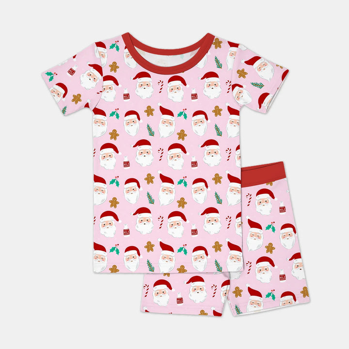 Christmas Sweet Santa Two Piece Short Sleeve Shorts Pajama Set