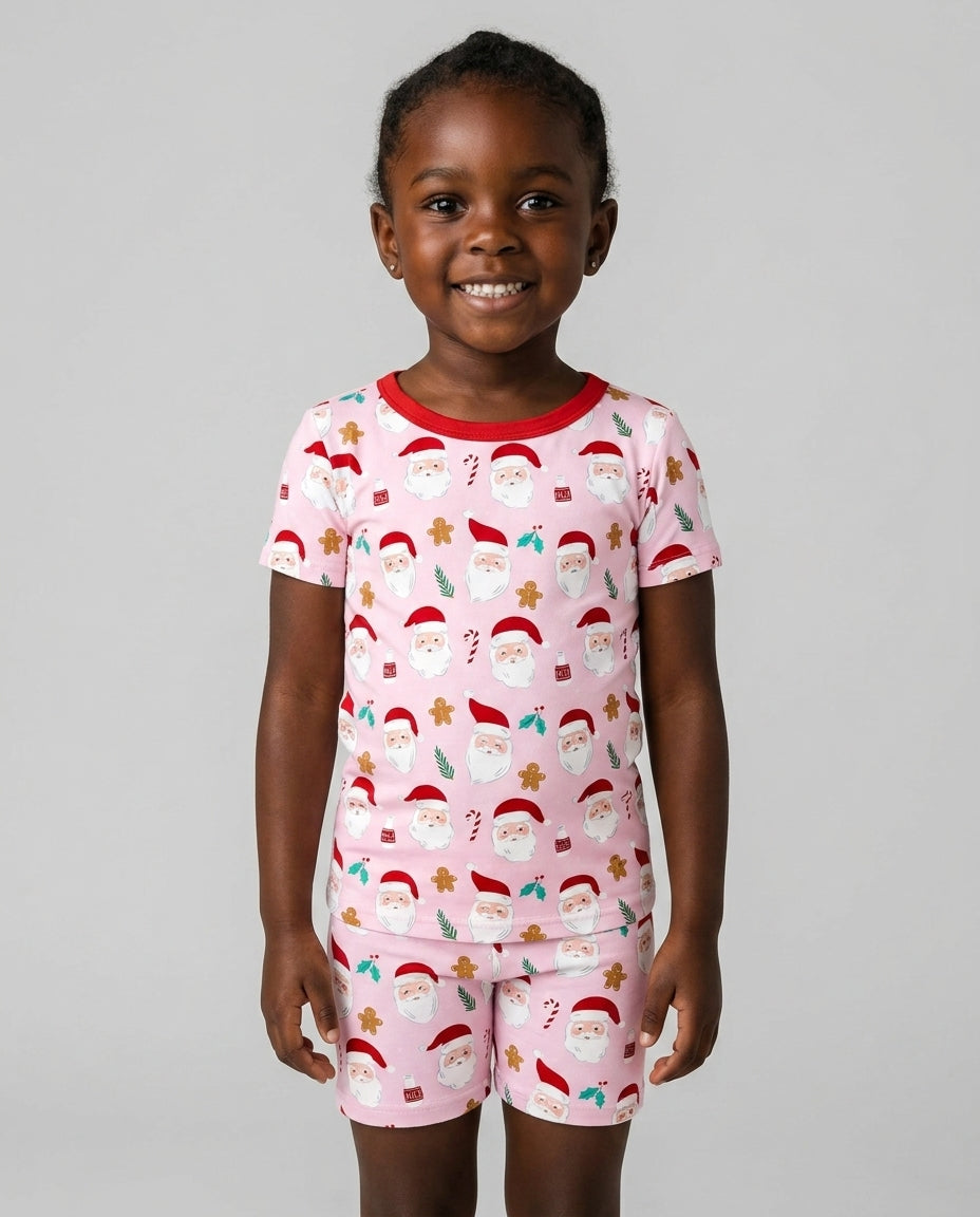 Christmas Sweet Santa Bamboo Two Piece Short Sleeve Shorts Pajama Set