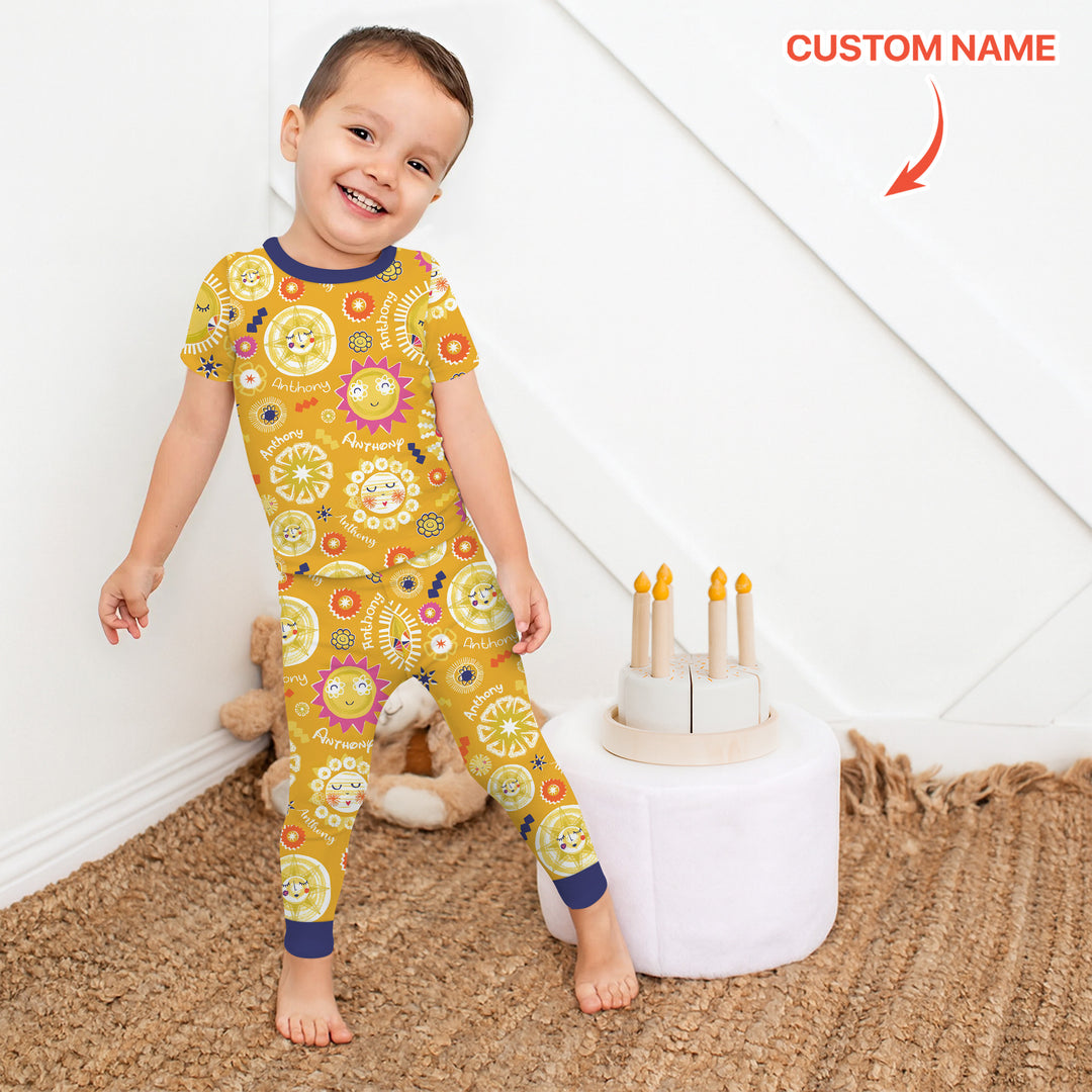 Custom Name Solar Dream Two Piece Short Sleeve Pajama Set