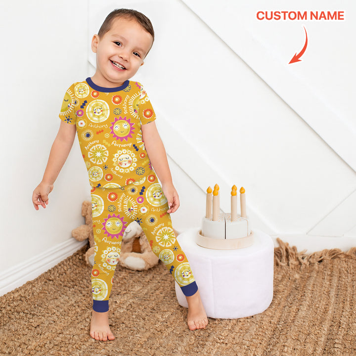 Custom Name Solar Dream Two Piece Short Sleeve Pajama Set