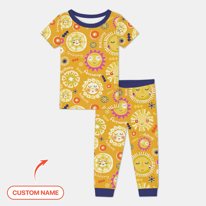 Custom Name Solar Dream Two Piece Short Sleeve Pajama Set