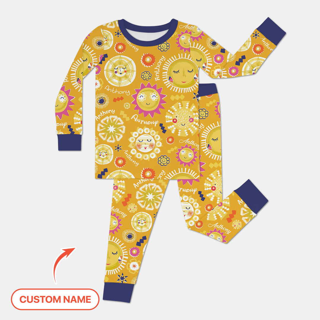 Custom Name Solar Dream Two Piece Long Sleeve Pajama Set