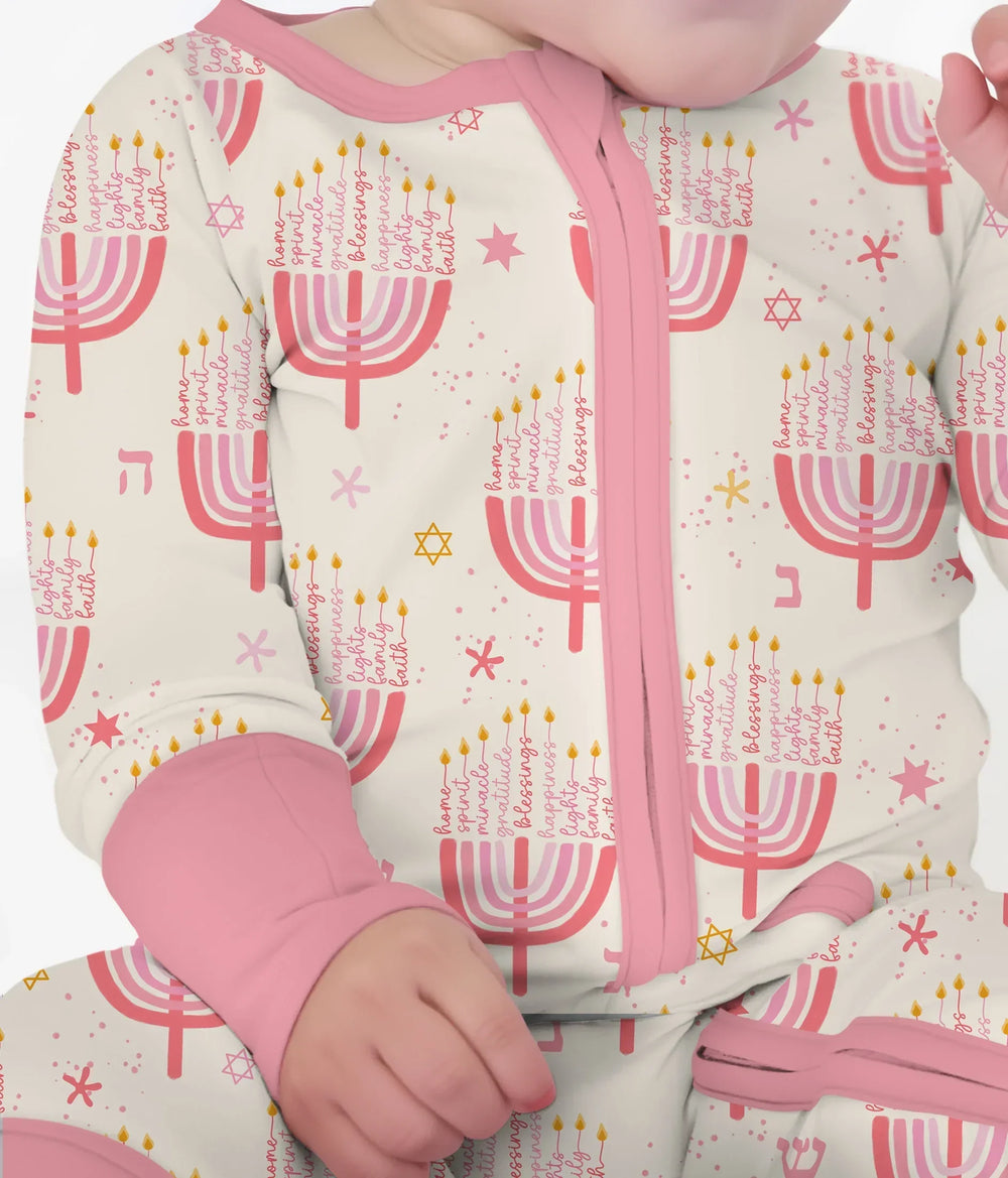 Hannukkah Menorah Family Matching Convertible Zippy , Hannukkah Menorah Family Matching Convertible Zippy - 0-3M / Girl