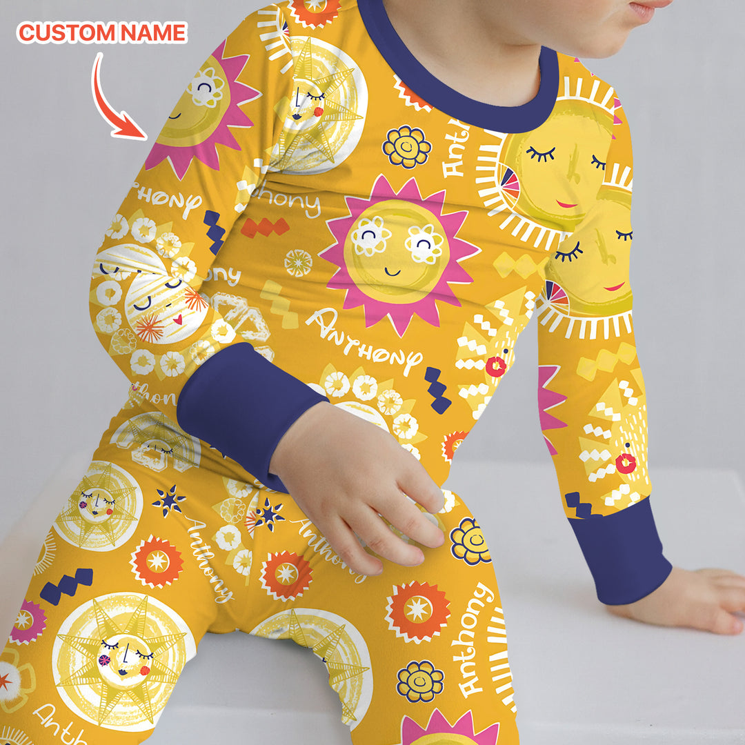 Custom Name Solar Dream Two Piece Long Sleeve Pajama Set