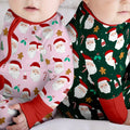 Pijama de Bambú Convertible con Cremallera y Diseño de Papá Noel Navideño