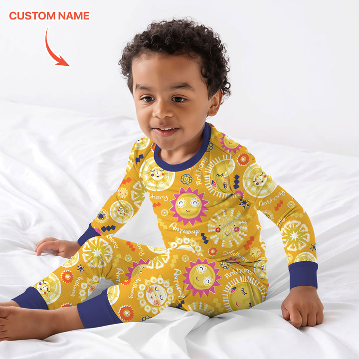 Custom Name Solar Dream Two Piece Long Sleeve Pajama Set