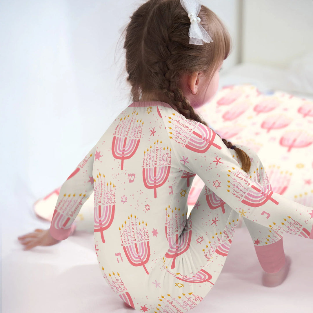 Hannukkah Menorah Family Matching Convertible Zippy , Hannukkah Menorah Family Matching Convertible Zippy - 0-3M / Girl