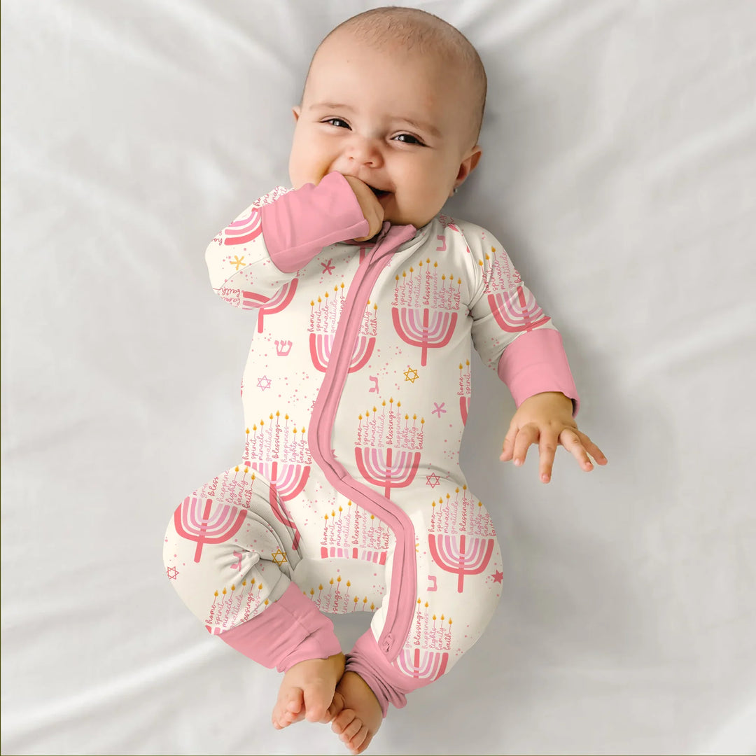 Hannukkah Menorah Family Matching Convertible Zippy , Hannukkah Menorah Family Matching Convertible Zippy - 0-3M / Girl
