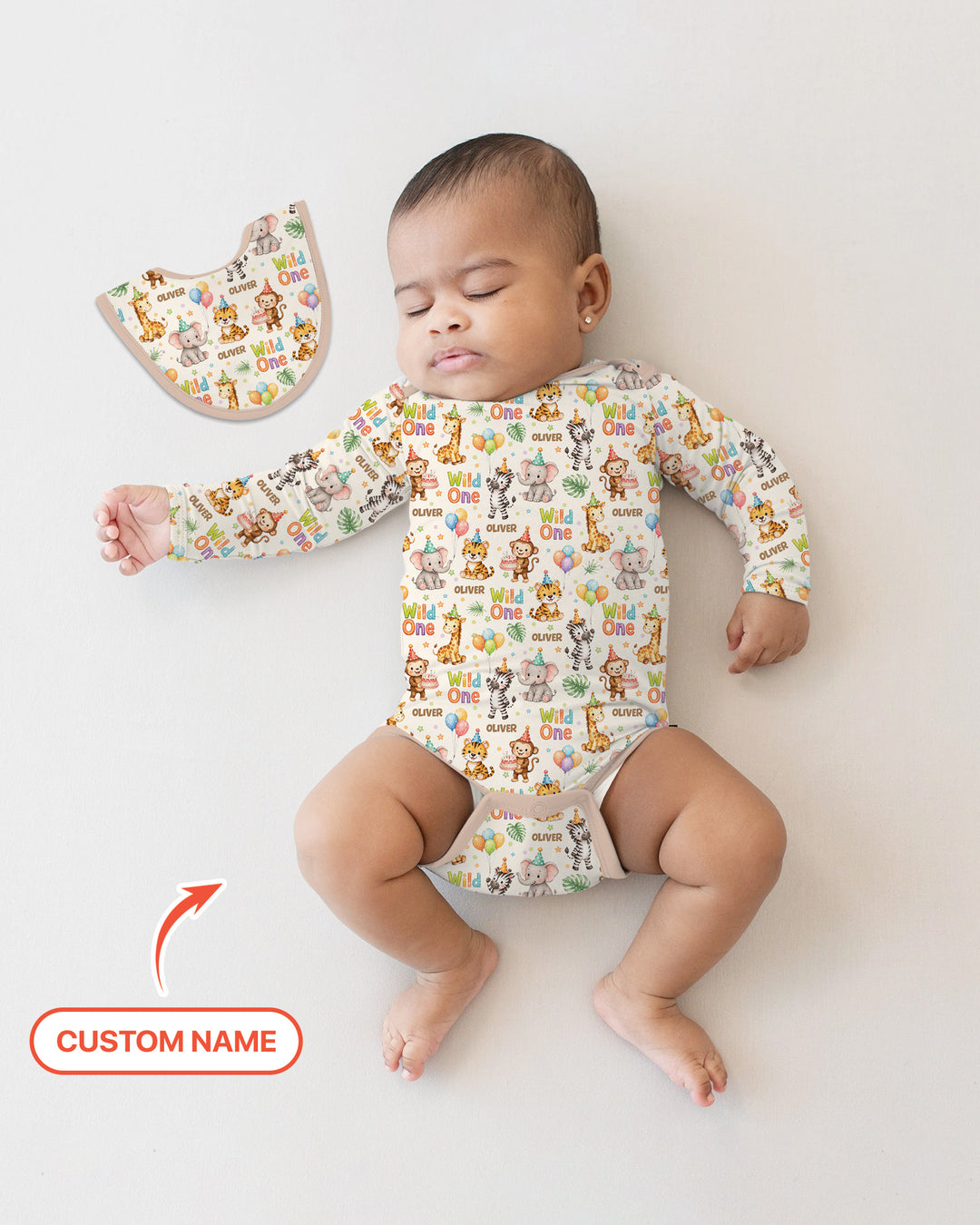 Custom Name 1st Birthday Wild One Bamboo Bodysuit