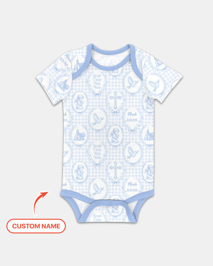 Custom Name Baptism Straight Outta Holy Water Bamboo Bodysuit