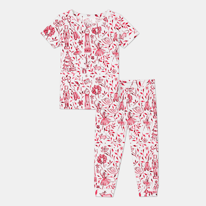Christmas Nutcracker Toile Two Piece Short Sleeve Pajama Set