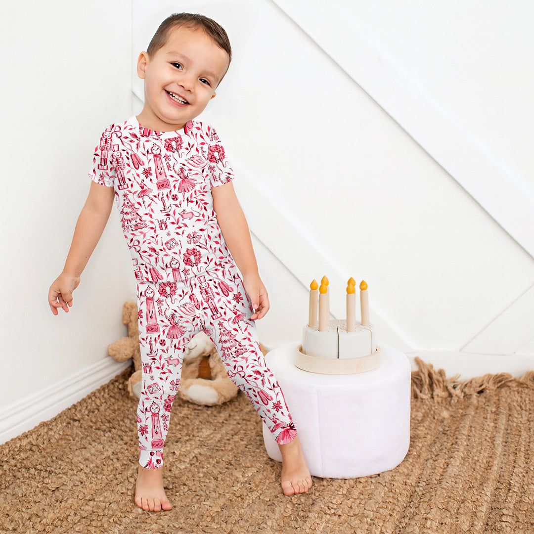 Christmas Nutcracker Toile Two Piece Short Sleeve Pajama Set