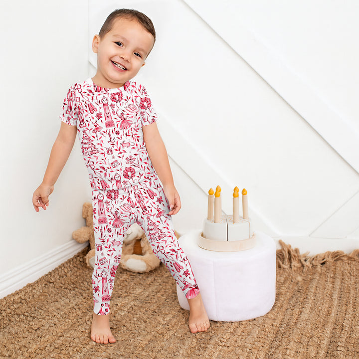 Christmas Nutcracker Toile Two Piece Short Sleeve Pajama Set