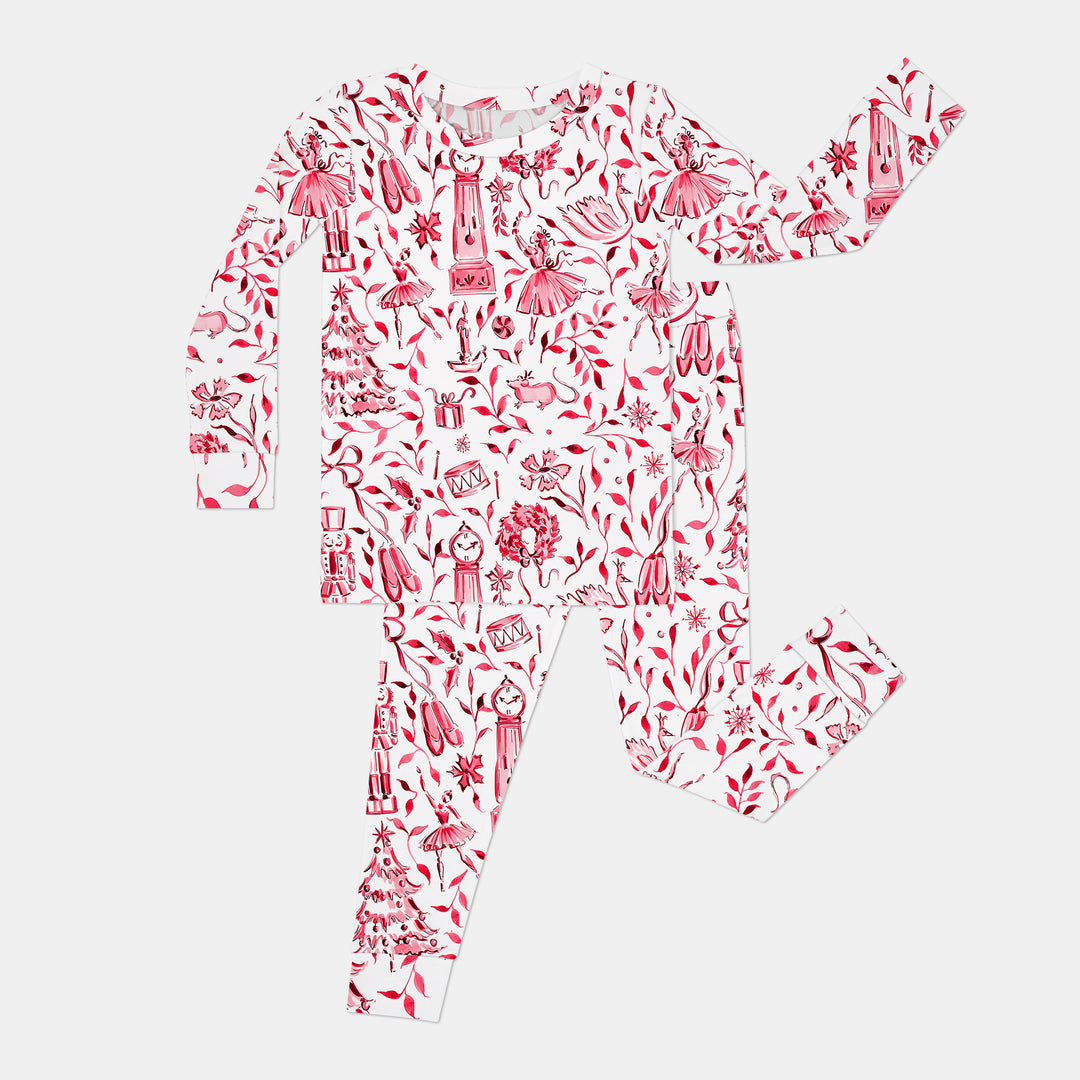 Christmas Nutcracker Toile Two Piece Long Sleeve Pajama Set