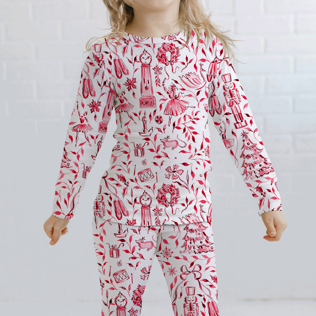 Christmas Nutcracker Toile Two Piece Long Sleeve Pajama Set