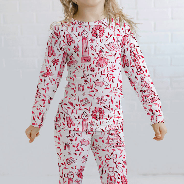Christmas Nutcracker Toile Two Piece Long Sleeve Pajama Set