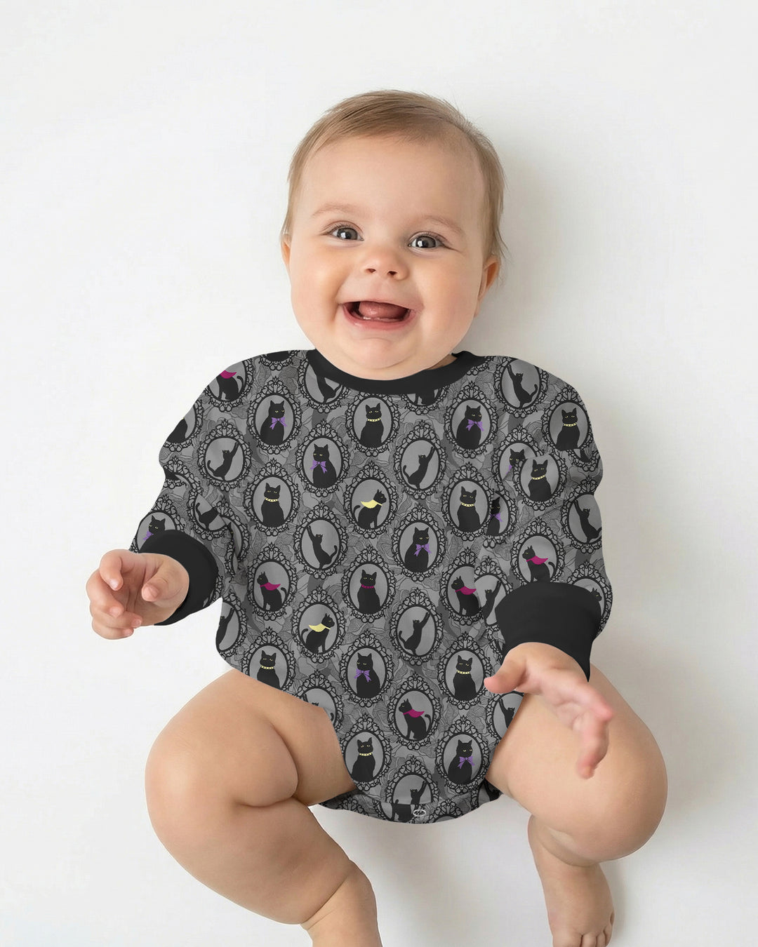 Midnight Cat Parade Bamboo Bubble Romper