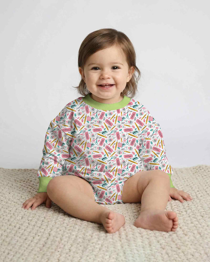 Pink Power School Supplies Bamboo Bubble Romper