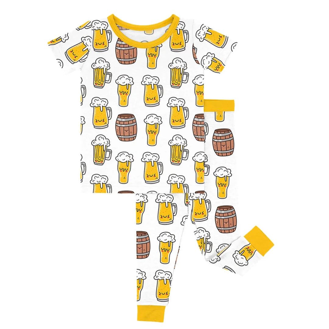 Beer Mugs and Barrels Two Piece Short Sleeve Pajama Set - Zumbamboo