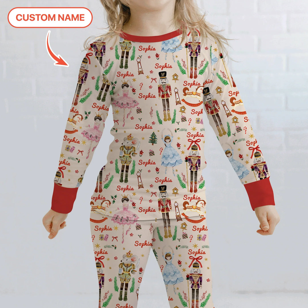 Nutcracker’s Christmas Dream Custom Name Two Piece Long Sleeve Pajama Set , Nutcracker’s Christmas Dream Custom Name Two Piece Long Sleeve Pajama Set - 12-18M